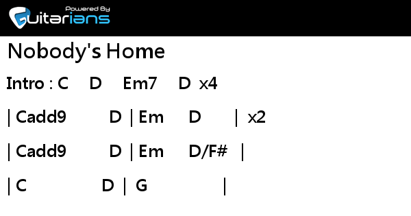 One Ok Rock Nobody S Home 結他譜 Chord譜 吉他譜 曲 Takahiro Moriuchi 詞 Takahiro Moriuchi Guitarians Com