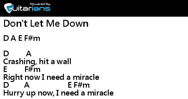 The Chainsmokers - Don't Let Me Down 結他譜 Chord譜 吉他譜 | Guitarians.com