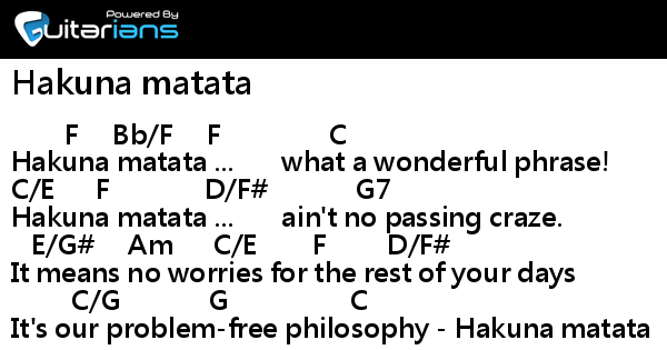 Hakuna Matata Guitar Chords