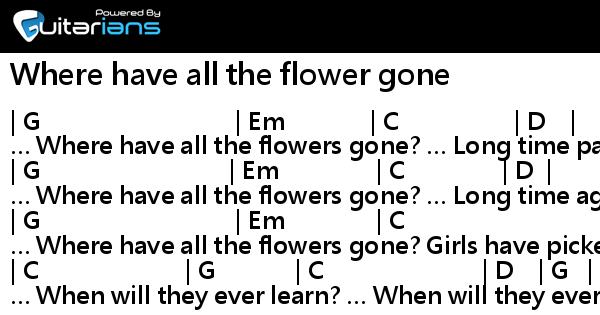 Where Have All The Flowers Gone Chords Peter Paul Mary - Where have all the flower gone 結他譜 Chord譜 吉他譜