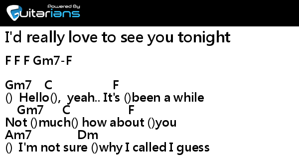 I'd Really Love To See You Tonight Chords John Ford Coley/England Dan - I'd really love to see you tonight 結他譜