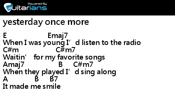 When I was young,I'd listen to the radio When I Was Young (2013) |