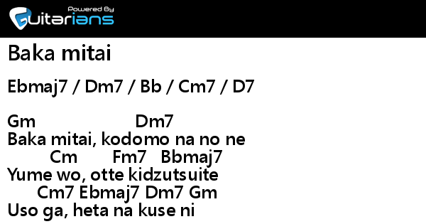 YAKUZA 0 - BAKA MITAI CHORDS by Misc Computer Games @ Ultimate-Guitar.Com