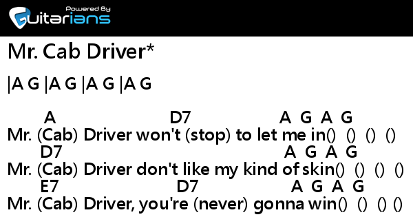 陳奕迅 Mr. Cab Driver* 結他譜 Chord譜 吉他譜 曲 Lenny Kravitz 詞 Lenny