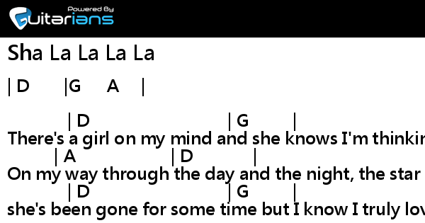 Sha La La La La Oldies Song The Wynners - Sha La La La La 結他譜 Chord譜 吉他譜 | Guitarians.com