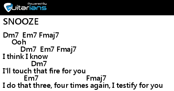 SZA - SNOOZE 結他譜 Chord譜 吉他譜 | Guitarians.com