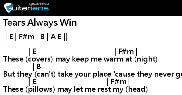 Alicia Keys Tears Always Win 結他譜 Chord譜 吉他譜