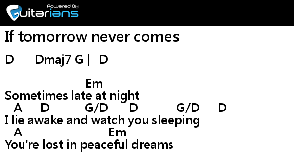Tomorrow Never Comes Until It's Too Late Lyrics Belinda Kinnaer - If tomorrow never comes 結他譜 Chord譜 吉他譜| 曲 : Garth
