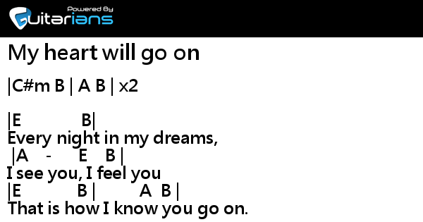 Songtext übersetzung My Heart Will Go On Celine Dion - My heart will go on 結他譜 Chord譜 吉他譜 | Guitarians.com