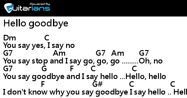 Beatles Hello Goodbye 結他譜chord譜吉他譜 Guitarians Com Beatles Hello Goodbye 結他譜chord譜吉他譜 Guitarians Com