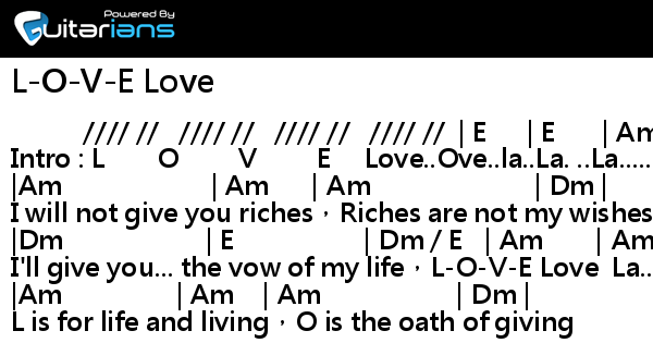 溫拿 L O V E Love 結他譜chord譜吉他譜詞 Guitarians Com