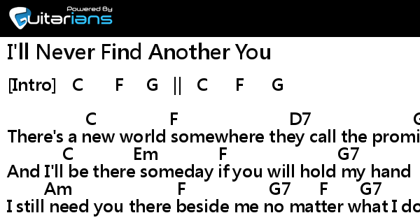 I Ll Never Find Another You Chords The Seekers - I'll Never Find Another You 結他譜 Chord譜 吉他譜 詞