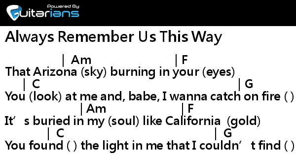 always remember me this way lyrics always remember me this way lyrics