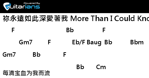 讚美之泉 祢永遠如此深愛著我more Than I Could Know 結他譜chord譜吉他譜 曲 曾祥怡grace Tseng 詞 曾祥怡grace Tseng Guitarians Com