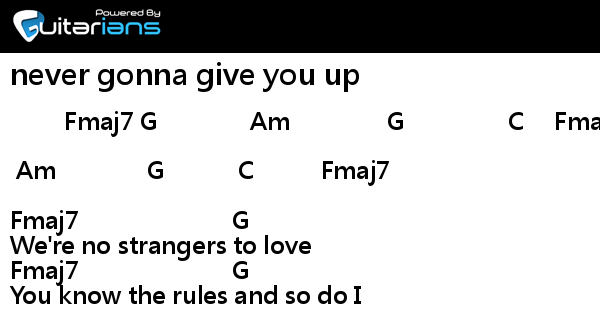 never gonna give you up chords guitars never gonna give you up chords guitars