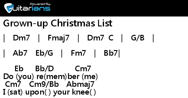 Grown Up Christmas List Guitar Chords